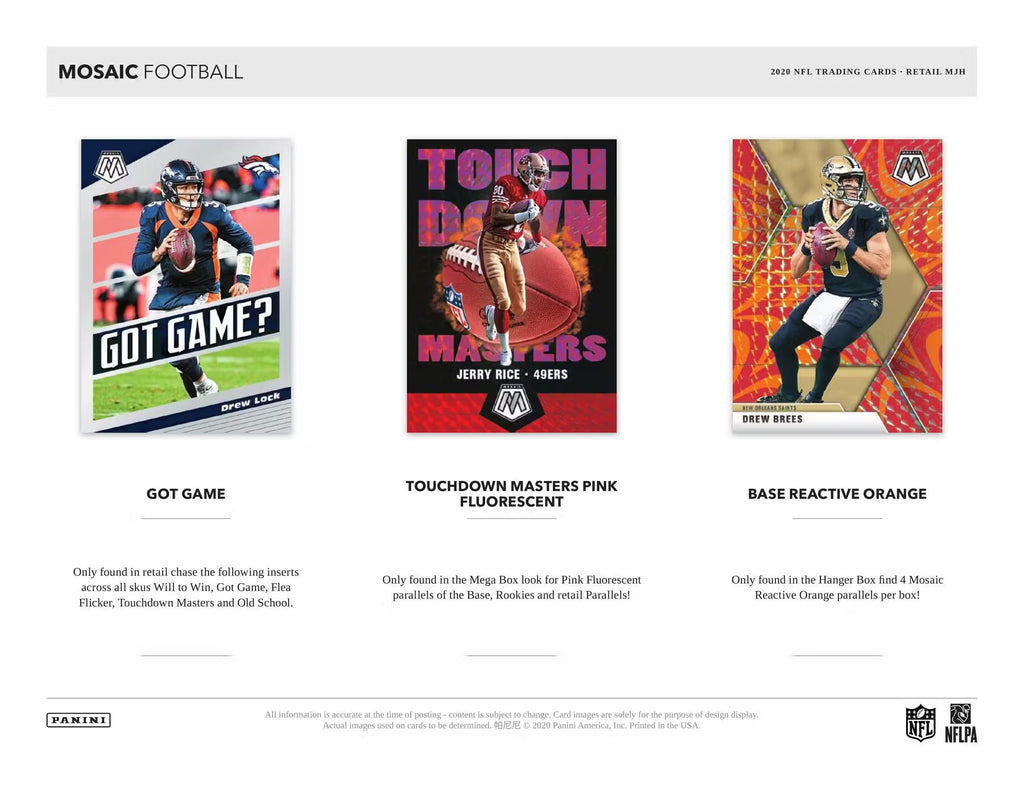 2020 Panini Mosaic Football Mega Trading Cards