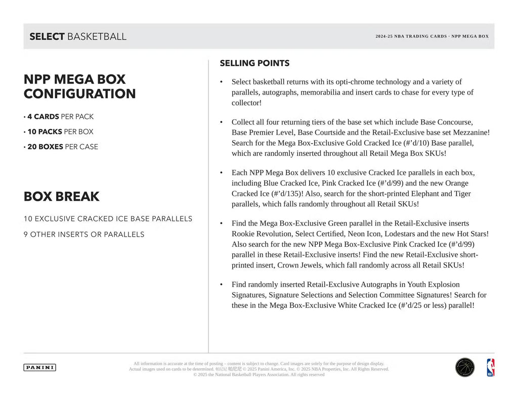 2024-25 Panini Select Basketball Mega Hobby Pack Auction