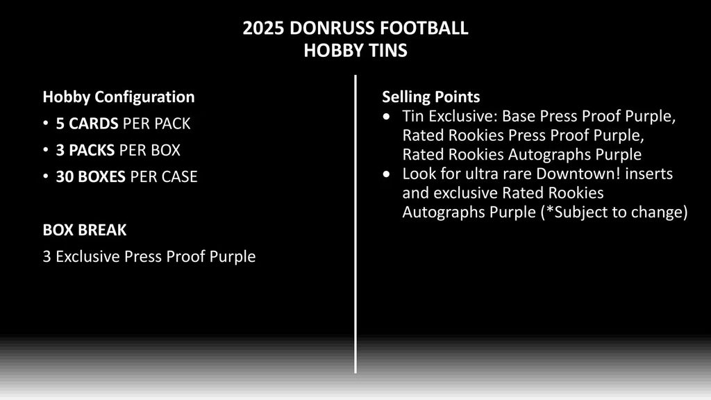 2025 Panini Donruss Football Retail Tin Trading Cards
