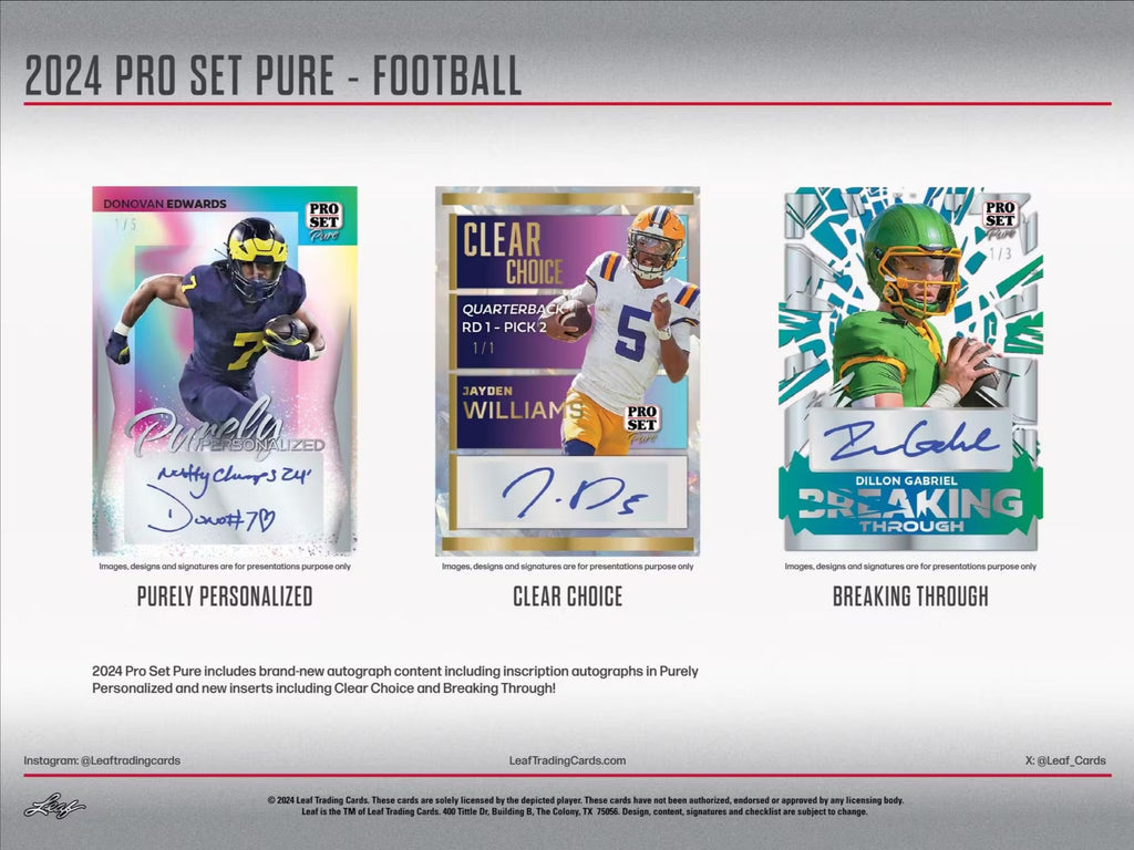 2024 Leaf Pro Set Pure Football Hobby Trading Cards