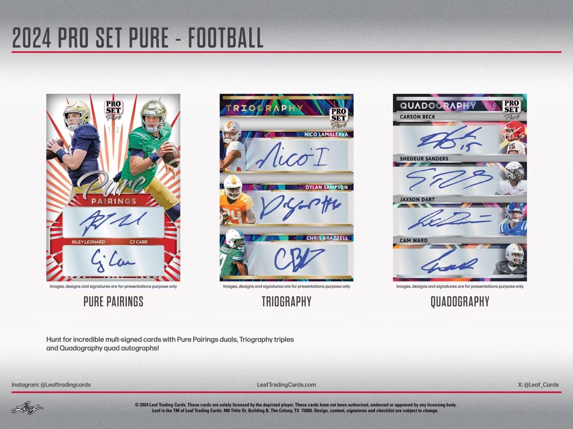 2024 Leaf Pro Set Pure Football Hobby Trading Cards