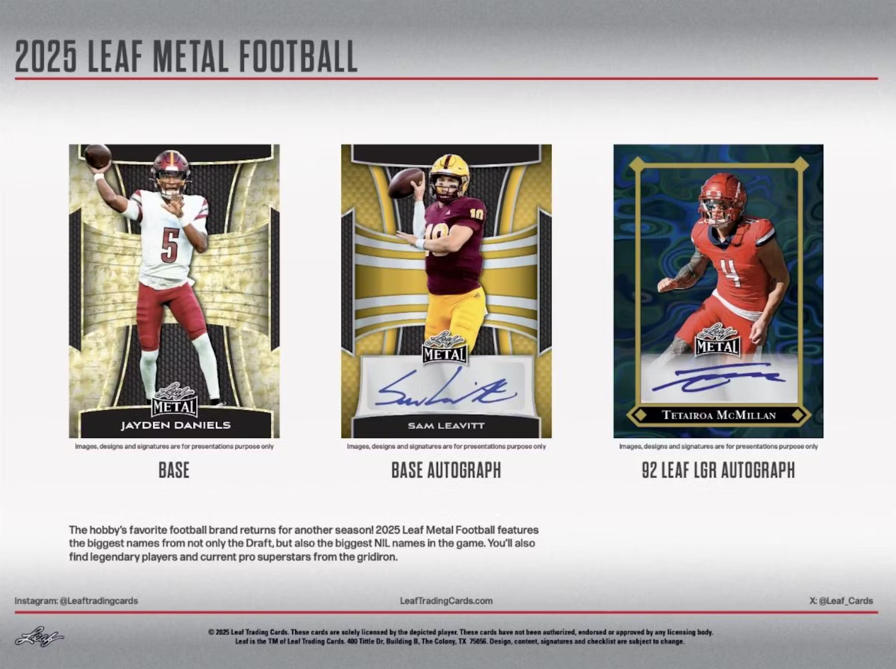 2025 Leaf Metal Football Hobby Trading Cards