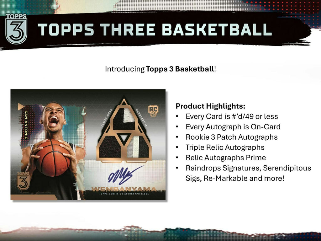 2023-24 Topps Three Basketball Hobby Trading Cards