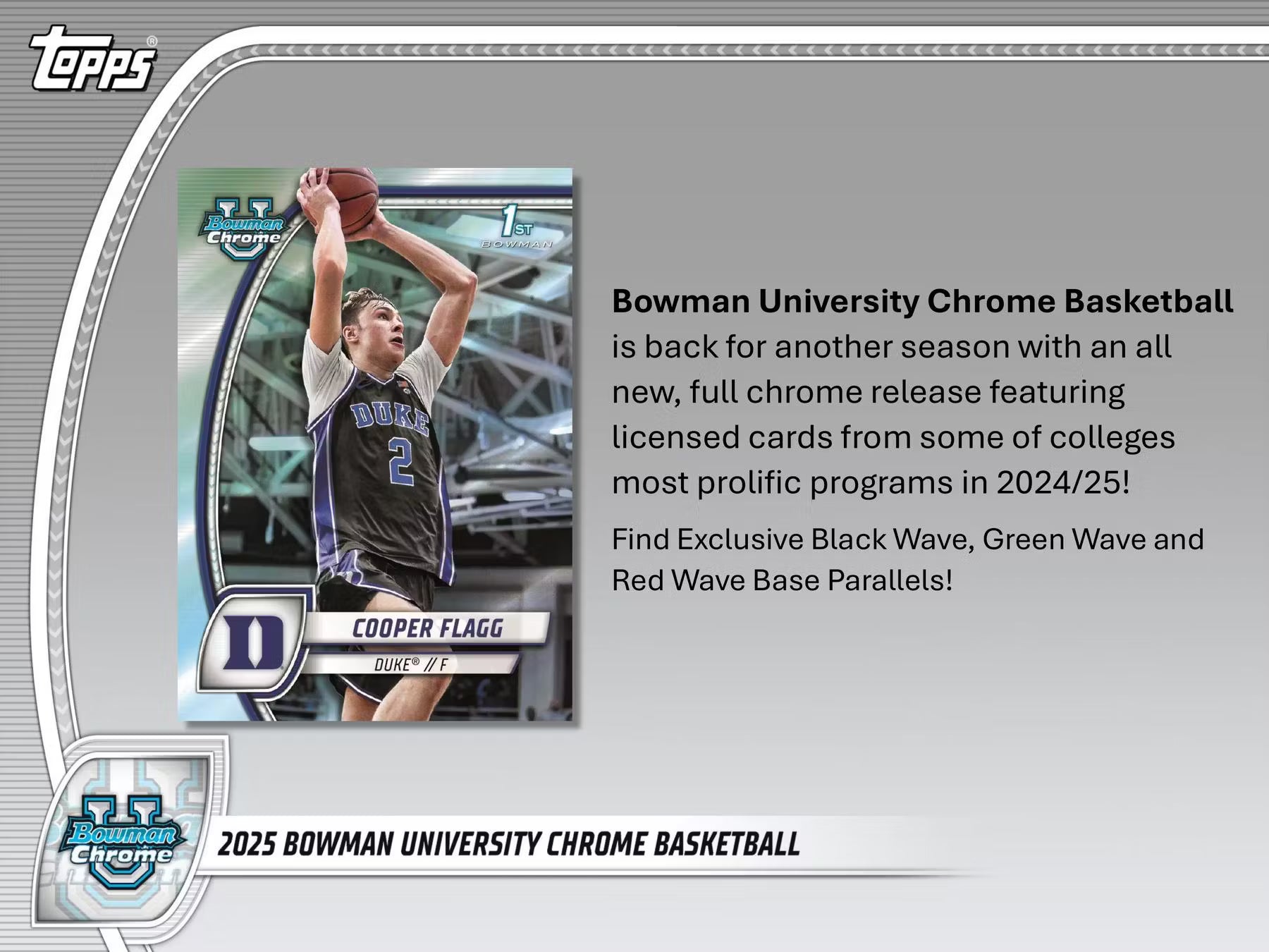 2024-25 Topps Bowman University Chrome Basketball Blaster Trading Cards Pack