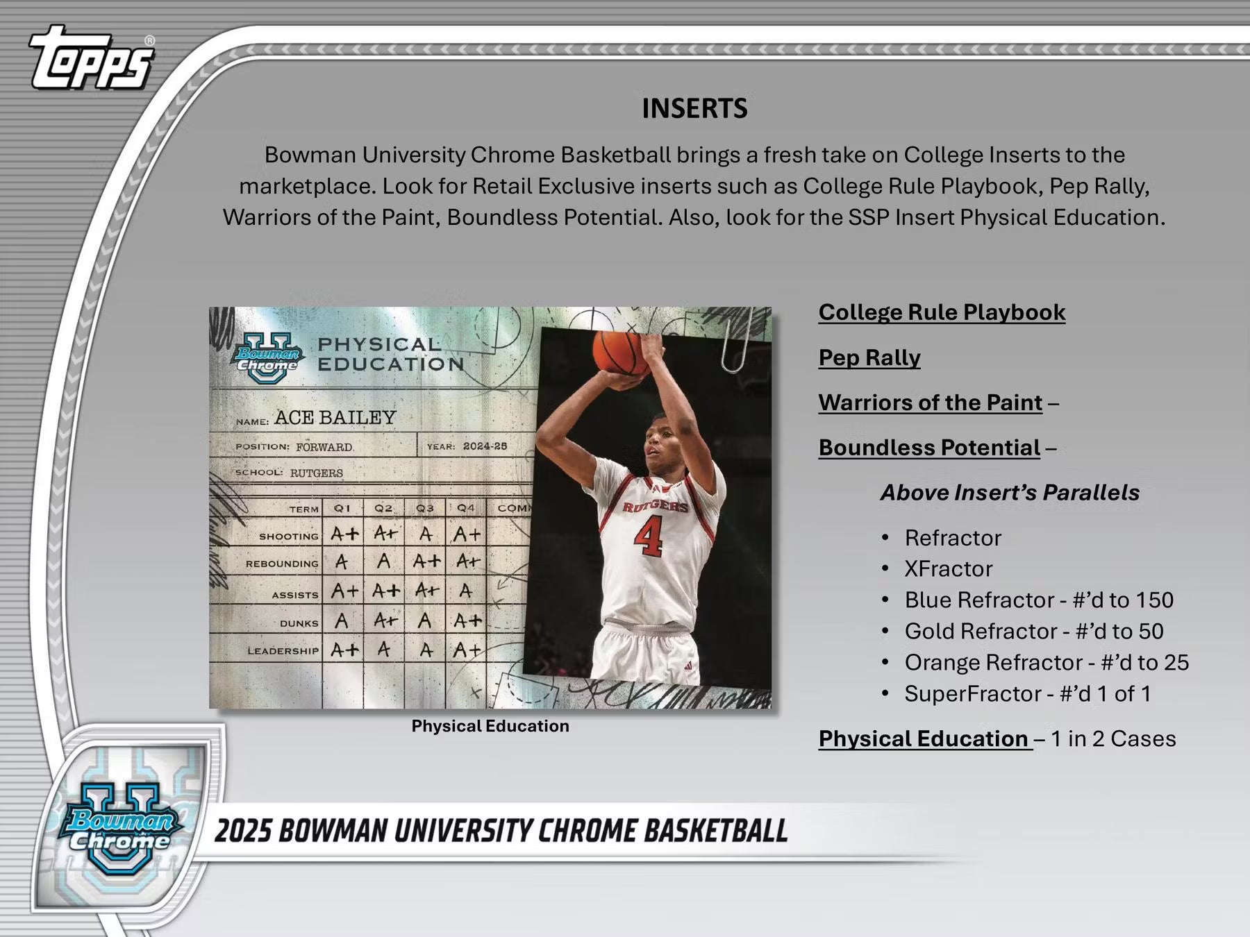 2024-25 Topps Bowman University Chrome Basketball Blaster Trading Cards Pack