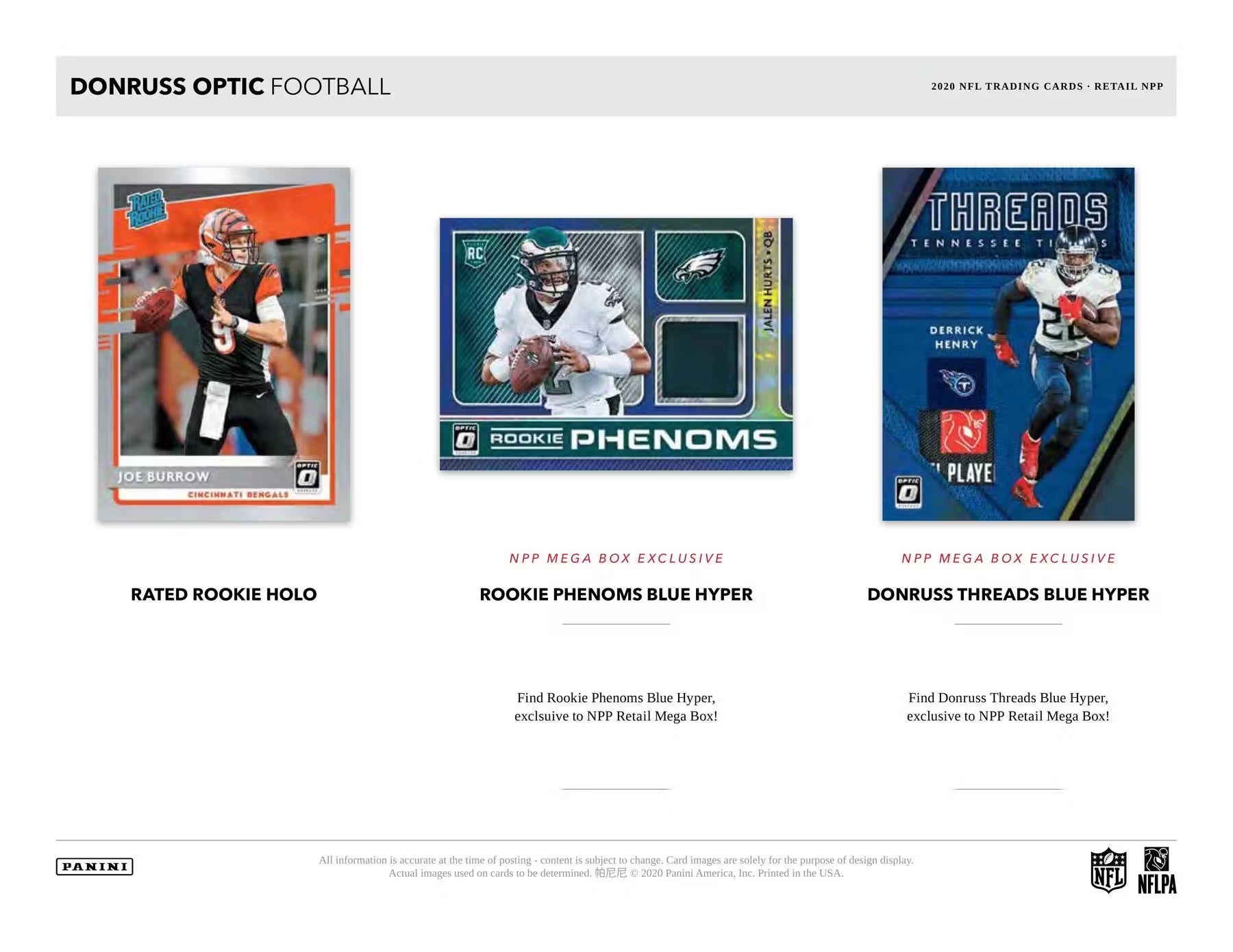2020 Panini Donruss Optic Football Blaster Trading Cards Purple