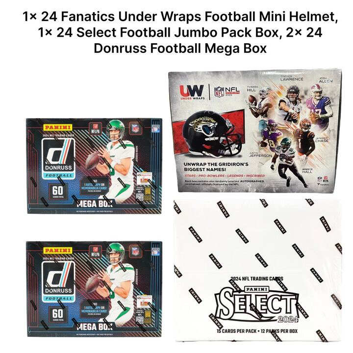 Football PYT Break 12 - Mini Helmet + Select Jumbo + Donruss Mega 4 Box